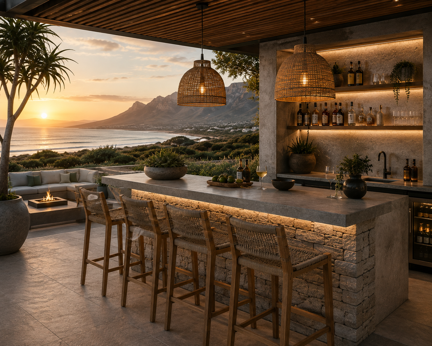 Outdoor bar and counter set