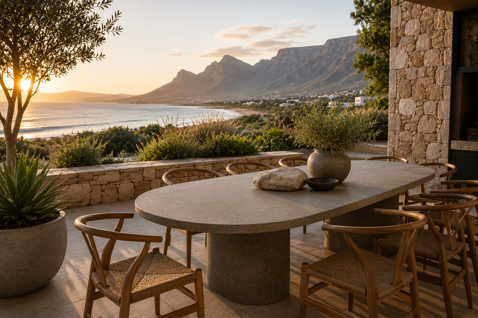 Stone-composite table top detail